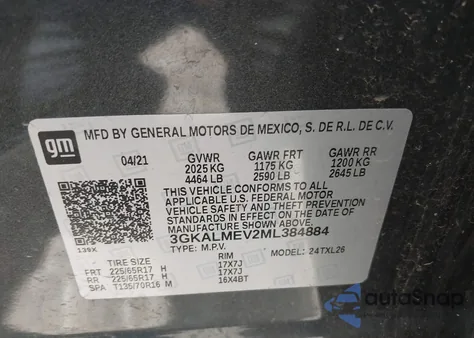 2021 GMC Terrain Fwd Sle from USA, damaged, VIN 3GKALMEV2ML384884